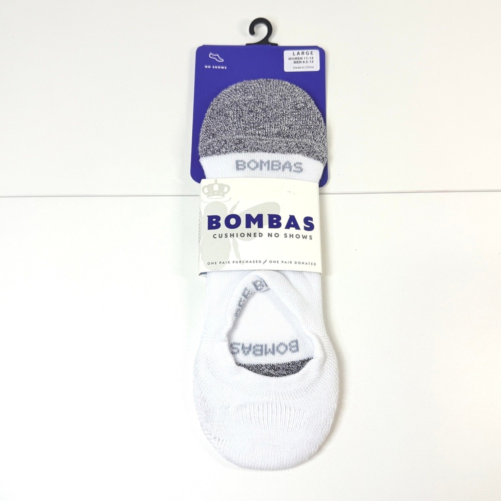 Bombas Cushioned No Show Socks Women Large White Athletic Comfort 01A0113